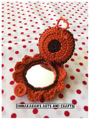 Floral Crochet Pocket Mirror-(3)