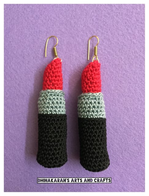 Lip Stick Crochet Earrings