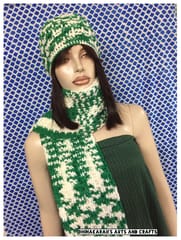 Green n White Crochet Hat & Scarf Set