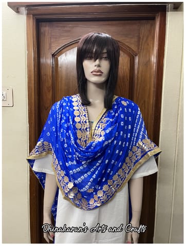 Gota Patti Art Silk Bandhani Dupatta - BLUE