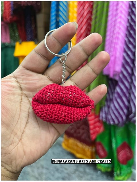 Lips Crochet Keychain