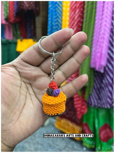 Mini Cake Crochet Keychain