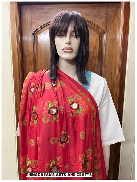 Ethnic Kutchwork Dupatta - RED