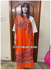 Traditional Kutchwork Dupatta - ORANGE