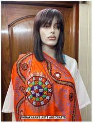 Traditional Kutchwork Dupatta - ORANGE