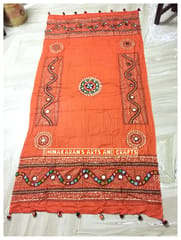 Traditional Kutchwork Dupatta - ORANGE