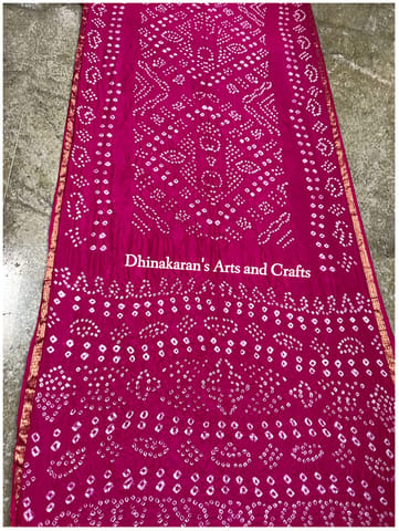 Art Silk Bandhani Saree - RANI PINK