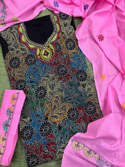 Floral Kanthawork Dress Material