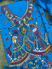 Village Theme Kanthawork Dress Material