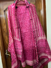 Chanderi Silk Hand Block Print Dress Material