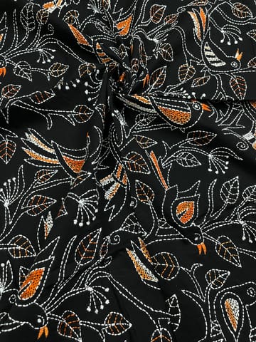 Bird Paradise Full Kanthawork Blouse Piece