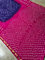 Art Silk Bandhani Saree - Blue & Pink