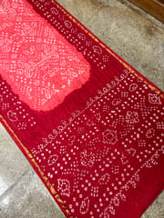 Art Silk Bandhani Saree - Kanakambura & Red