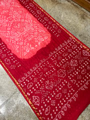 Art Silk Bandhani Saree - Kanakambura & Red