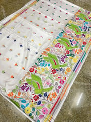 Parrot Theme Kanthawork Saree