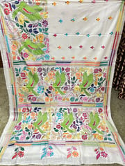 Parrot Theme Kanthawork Saree