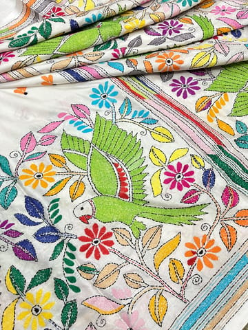 Parrot Theme Kanthawork Saree