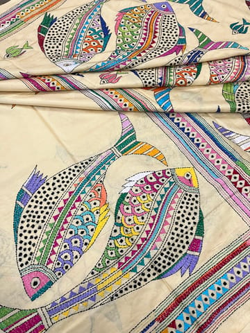 Fish Theme Kanthawork Saree