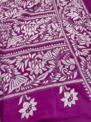 Lotus Theme Kanthawork Saree