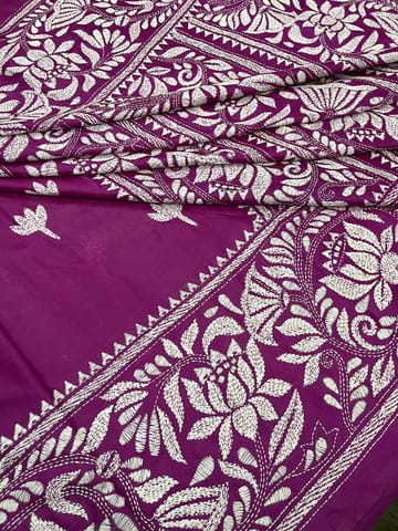 Lotus Theme Kanthawork Saree