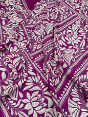 Lotus Theme Kanthawork Saree