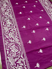 Lotus Theme Kanthawork Saree