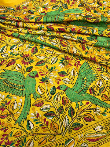 Parrot Theme Kanthawork Saree