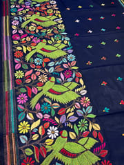 Parrot Theme Kanthawork Saree