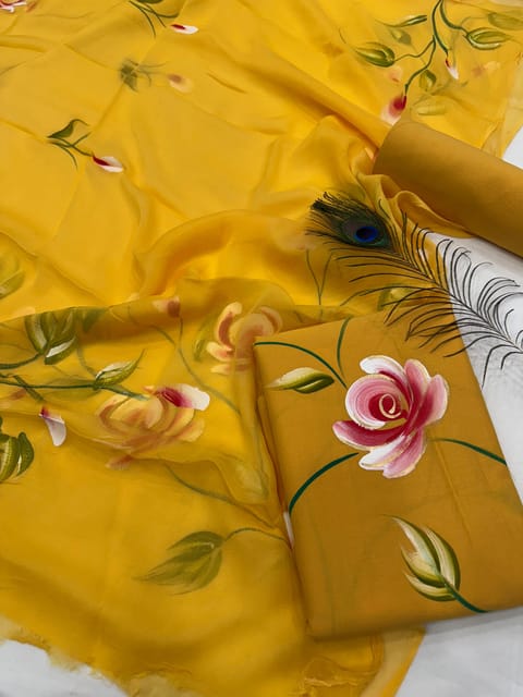 Hand Painted Dress Material