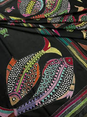 Fish Theme Kanthawork Saree