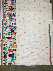 Village Theme Tussar Silk Kanthawork Saree