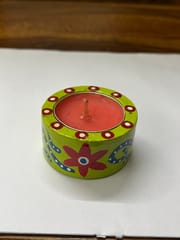 Wooden Handpainted Candle Holder