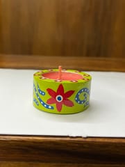 Wooden Handpainted Candle Holder