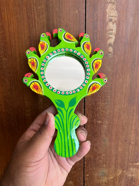 Parrot Painted Hand Mirror