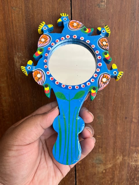 Peacock Painted Hand Mirror