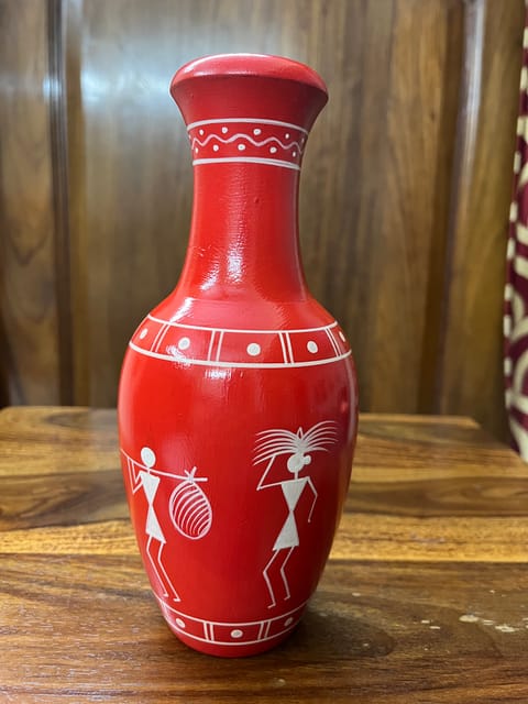 Warli Wooden Flower Vase